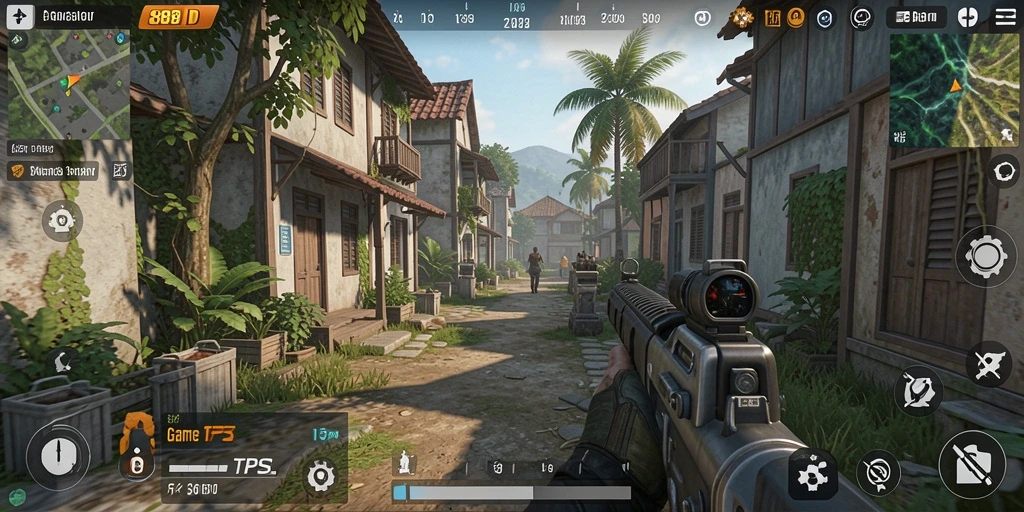 Screenshot utama menunjukkan aksi seru gameplay TPS.
