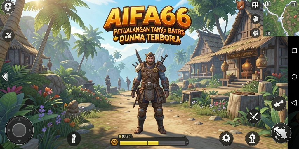 Screenshot menunjukkan pemain menjelajahi dunia terbuka yang indah di AIFA66.