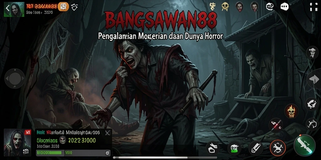 Tangkapan layar gameplay menampilkan suasana mencekam dalam BANGSAWAN88.