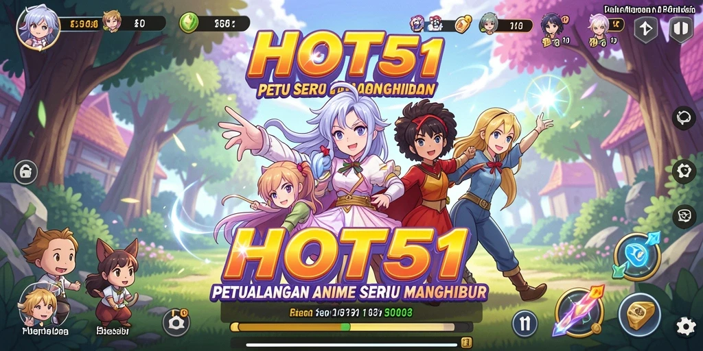 Tampilan gameplay HOT51 yang mengasyikkan dengan karakter anime.
