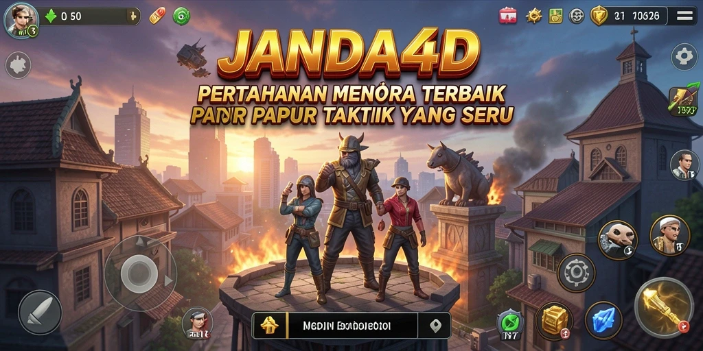 Tampilan gameplay menarik dari game Tower Defense JANDA4D.
