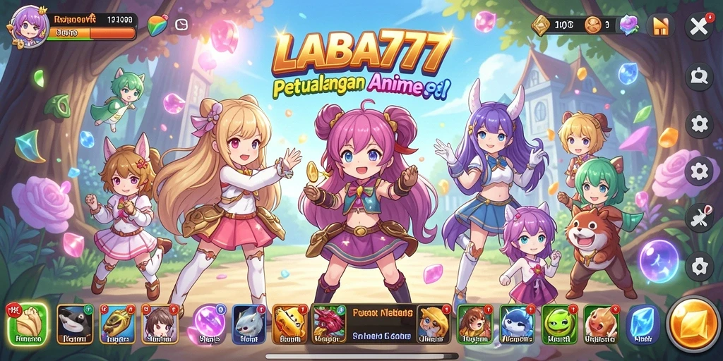 Tampilan gameplay LABA777 yang penuh aksi dan karakter Anime.