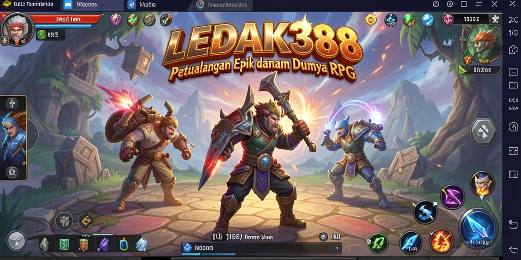 Tangkapan layar LEDAK388 menampilkan aksi pertempuran yang intens di dunia RPG.