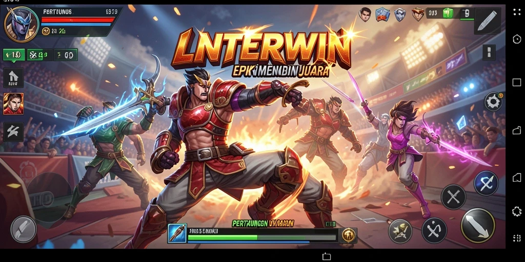 Gameplay LNTERWIN yang intens dan menegangkan saat pertarungan.