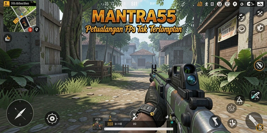 Tampilan gameplay menegangkan di <strong>MANTRA55</strong> saat pertempuran intens.