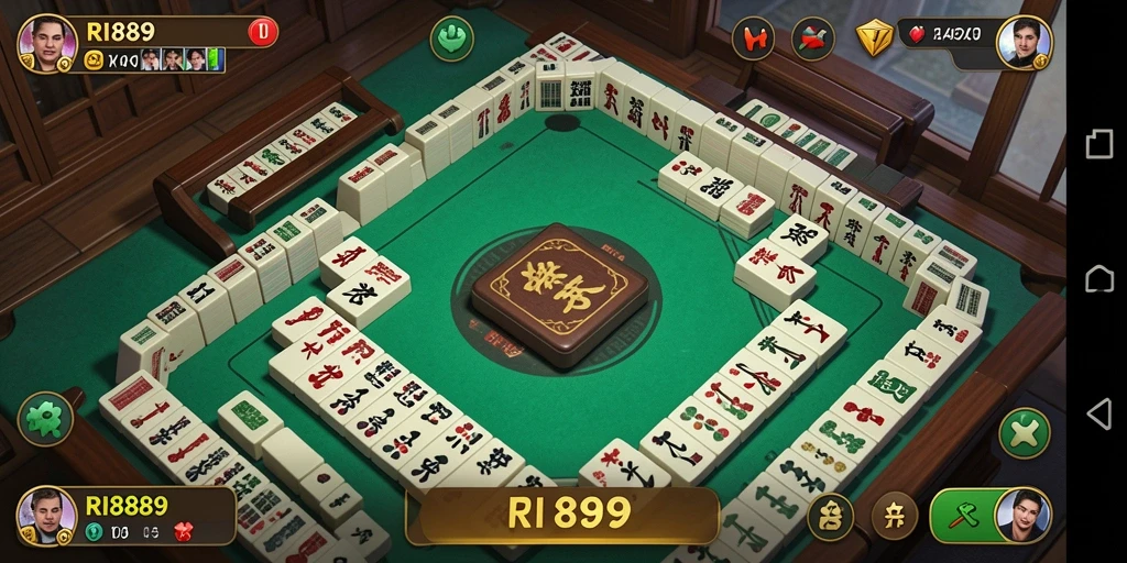 Screenshot utama game RI889 menampilkan aksi seru permainan Mahjong.