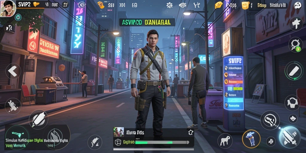 Screenshot SVIP2 menampilkan gameplay simulasi kehidupan yang interaktif.