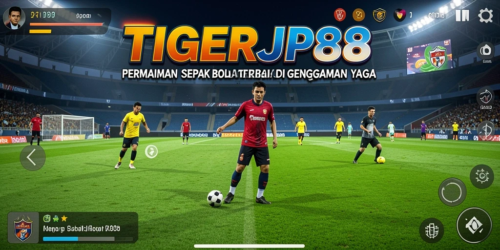 Tampilan gameplay seru dan menarik dari TIGERJP88 dengan aksi sepak bola.