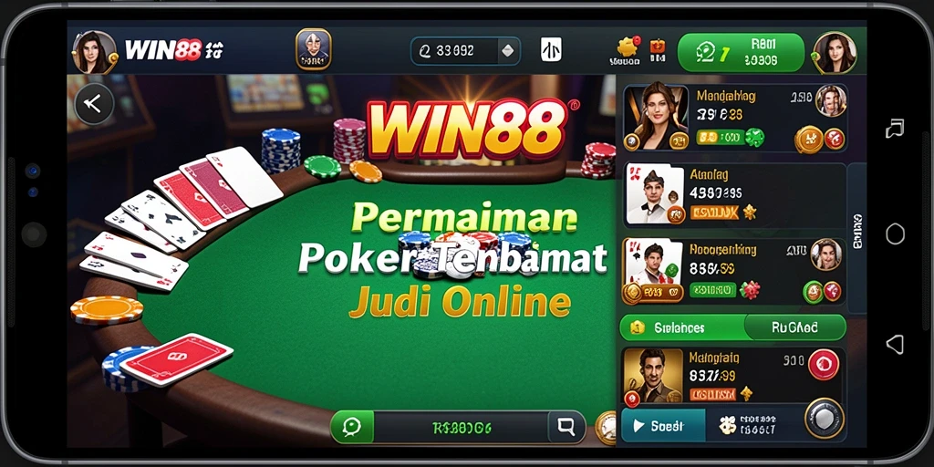 Screenshot gameplay Poker di WIN88 menampilkan suasana permainan yang seru.